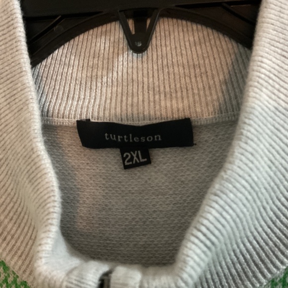 Turtleson Golf Vest, Men’s XXL, Green/Gray Houndstooth, 1/4 Zip - Picture 2 of 4